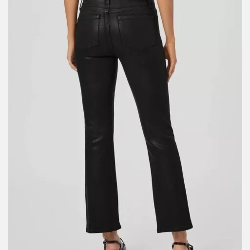 Paige Claudine Flare Jean Pants Crop Ankle Stretch Black Fog Luxe Coating